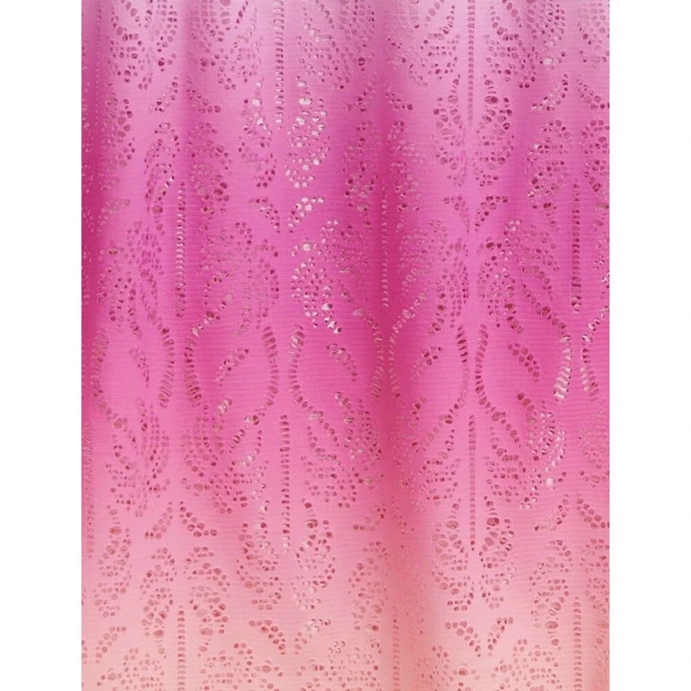 NEW girls Justice swim suit cover up sz L 12/14 ombré palm crochet